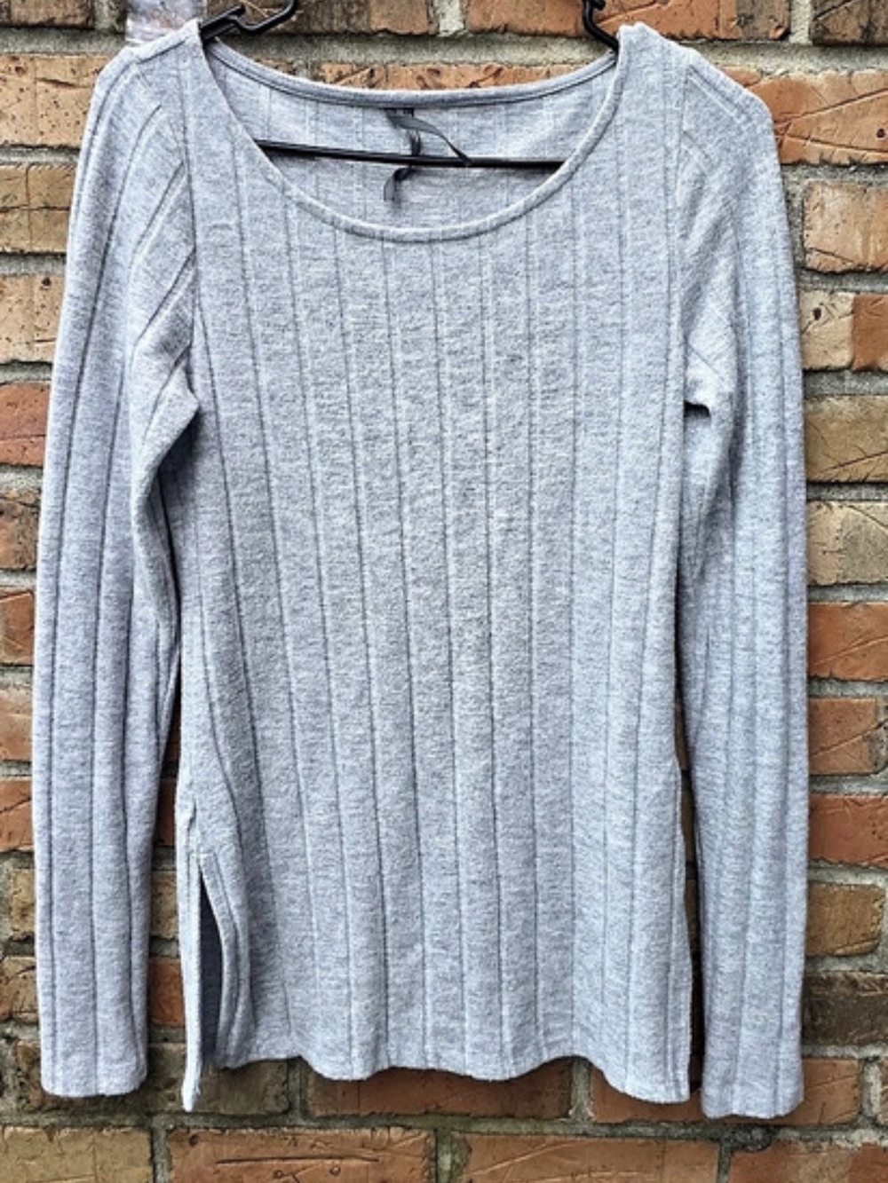 By Anthropologie Ribbed Long Sleeve Top Gray XS